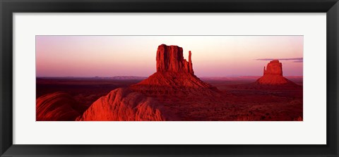 Framed East Mitten and West Mitten buttes at sunset, Monument Valley, Utah Print