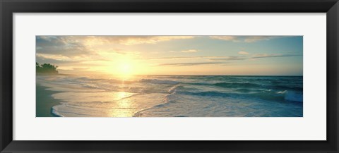 Framed Sunset over Waves Print