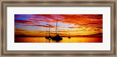 Framed Tahiti Sunset, Society Islands, French Polynesia Print