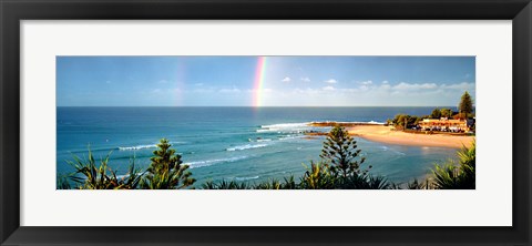 Framed Rainbow over the sea Print