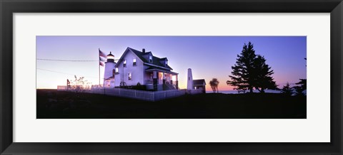 Framed Lighthouse at a coast, Pemaquid Point Lighthouse, Pemaquid Point, Bristol, Lincoln County, Maine, USA Print