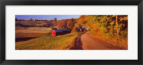 Framed Farmhouse beside a country road, Jenne Farm, Vermont, New England, USA Print