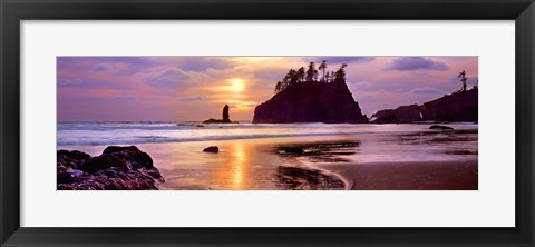 Framed Sunset at Second Beach, Olympic National Park, Washington State Print