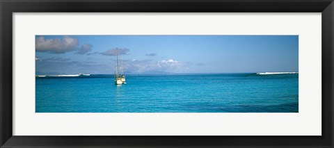 Framed Boat in the ocean, Huahine Island, Society Islands, French Polynesia Print