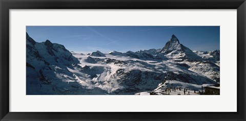 Framed Skiers on mountains in winter, Matterhorn, Switzerland Print