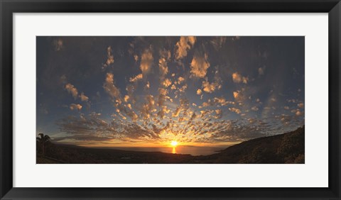 Framed Sunset over the Pacific ocean, Kealakekua Bay, Kona Coast, Kona, Hawaii, USA Print