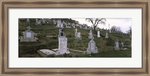 Framed Tombstone in a cemetery, Saxon Church, Biertan, Transylvania, Mures County, Romania Print