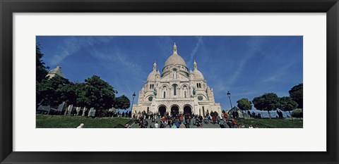 Framed Crowd at a basilica, Basilique Du Sacre Coeur, Montmartre, Paris, Ile-de-France, France Print