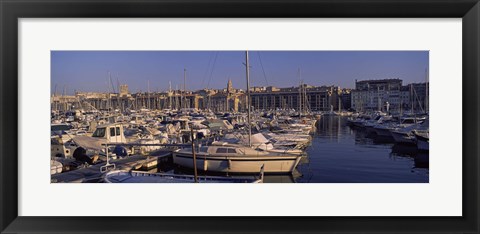 Framed Boats docked at a harbor, Marseille, Bouches-Du-Rhone, Provence-Alpes-Cote d&#39;Azur, France Print