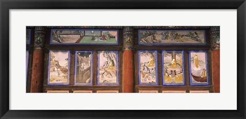 Framed Paintings in a Buddhist temple, Kayasan Mountains, Haeinsa Temple, Gyeongsang Province, South Korea Print