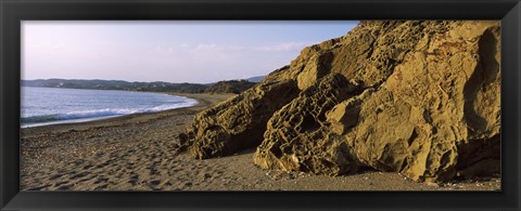 Framed Rock formations on the beach, Chios Island, Greece Print