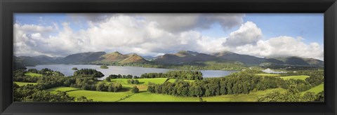 Framed Hill and lake, Derwent Water, Keswick, English Lake District, Cumbria, England Print