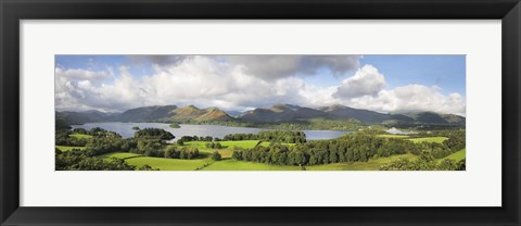 Framed Hill and lake, Derwent Water, Keswick, English Lake District, Cumbria, England Print