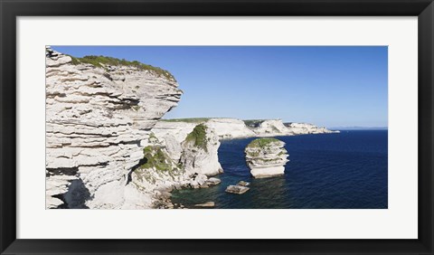 Framed Limestone cliffs on the coast, Grain De Sable, Bonifacio, Corsica, France Print