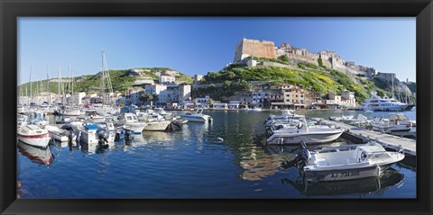 Framed Bonifacio Harbour, Corsica, France Print