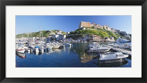 Framed Bonifacio Harbour, Corsica, France Print