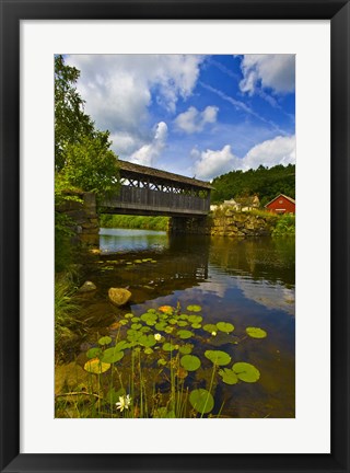 Framed Covered bridge across a river, Vermont, USA Print