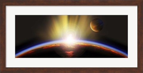 Framed Sunrise over earth Print