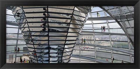 Framed Mirrored cone at the center of the dome, Reichstag Dome, The Reichstag, Berlin, Germany Print