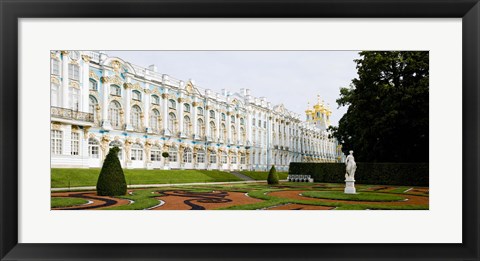 Framed Formal garden in front of a palace, Tsarskoe Selo, Catherine Palace, St. Petersburg, Russia Print