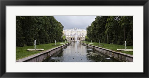 Framed Canal at Grand Cascade at Peterhof Grand Palace, St. Petersburg, Russia Print