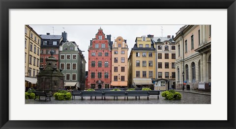 Framed Benches at a small public square, Stortorget, Gamla Stan, Stockholm, Sweden Print