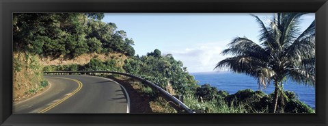 Framed Highway along the coast, Hana Highway, Maui, Hawaii Print