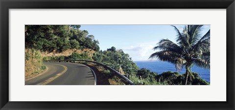 Framed Highway along the coast, Hana Highway, Maui, Hawaii Print