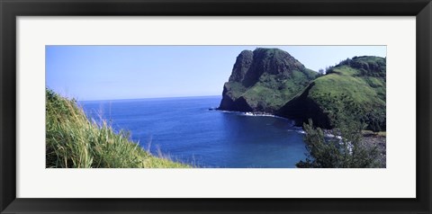 Framed High angle view of a coast, Kahakuloa, Highway 340, West Maui, Hawaii, USA Print