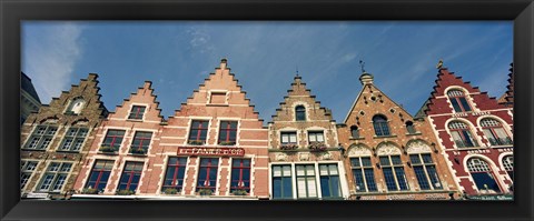 Framed Low angle view of gabled houses, Bruges, West Flanders, Flemish Region, Belgium Print