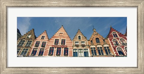 Framed Low angle view of gabled houses, Bruges, West Flanders, Flemish Region, Belgium Print