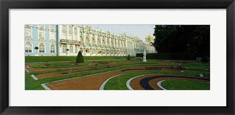 Framed Formal garden in front of the palace, Catherine Palace, Tsarskoye Selo, St. Petersburg, Russia Print