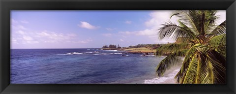 Framed Palm tree on the beach, Hamoa Beach, Hana, Maui, Hawaii, USA Print