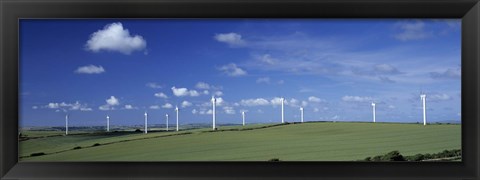 Framed Wind turbines in a farm, Newlyn Downs, Cornwall, England Print