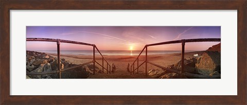 Framed Staircase leading towards a beach, California, Norfolk, England Print