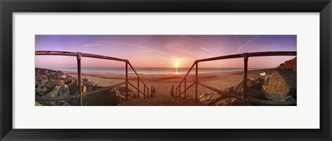 Framed Staircase leading towards a beach, California, Norfolk, England Print