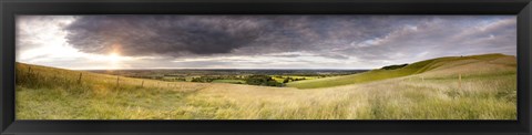 Framed Sunset over a landscape, Uffington, Oxfordshire, England Print