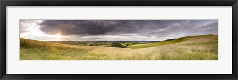 Framed Sunset over a landscape, Uffington, Oxfordshire, England Print