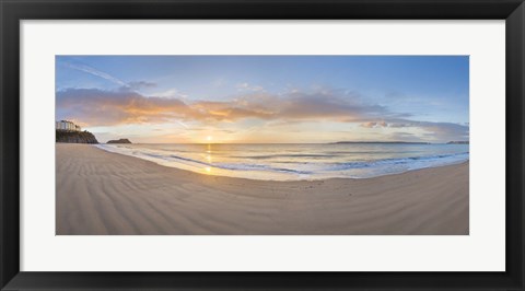 Framed Sunrise over the sea, Tenby, Pembrokeshire, Wales Print