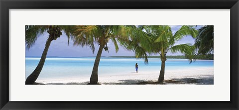 Framed Woman in sarong on the beach, One Foot Island, Aitutaki, Cook Islands Print