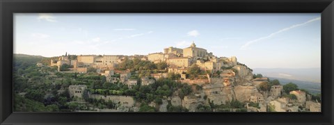 Framed Hilltop village, Gordes, Vaucluse, Provence-Alpes-Cote d&#39;Azur, France Print