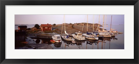 Framed Sailboats on the coast, Stora Nassa, Stockholm Archipelago, Sweden Print