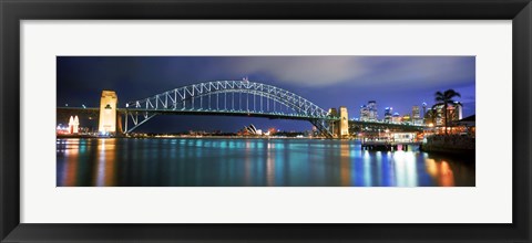 Framed Sydney Harbour Bridge with the Sydney Opera House in the background, Sydney Harbor, Sydney, New South Wales, Australia Print