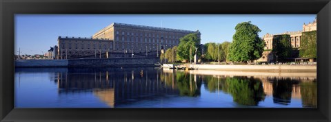 Framed Reflection of a palace in water, Royal Palace, Stockholm, Sweden Print