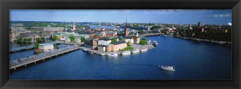 Framed Aerial view of an island, Riddarholmen Island, Riddarfjarden, Stockholm, Sweden Print