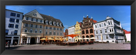 Framed Tourists at a sidewalk cafe, Stralsund, Mecklenburg-Vorpommern, Germany Print