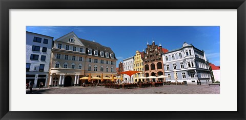 Framed Tourists at a sidewalk cafe, Stralsund, Mecklenburg-Vorpommern, Germany Print