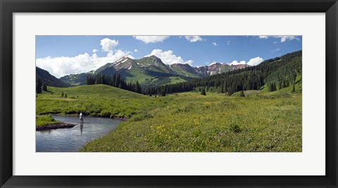 Framed Man fly-fishing in Slate River, Crested Butte, Gunnison County, Colorado, USA Print