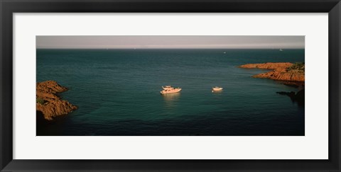 Framed Boats in the sea, Esterel Massif, French Riviera, Provence-Alpes-Cote d&#39;Azur, France Print