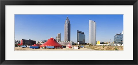 Framed Hochhauser in the European quarter a circus tent, Frankfurt, Hesse, Germany Print